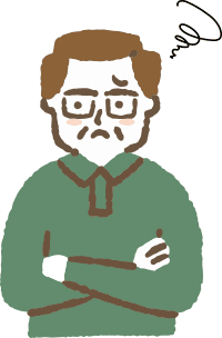 トラブルに悩む高齢男性のイラスト